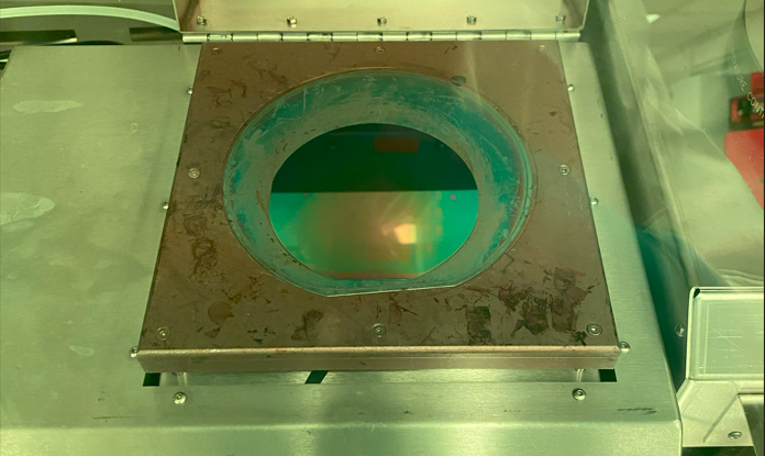 Figure A7: Lab #2 wafer being hard baked at ⁍ for 1 minute.